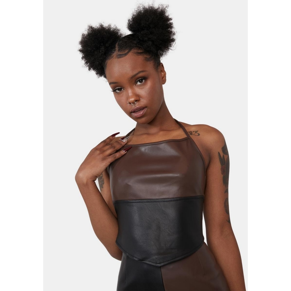 Motel Bitter Chocolate Manipa Crop Top NWT M
